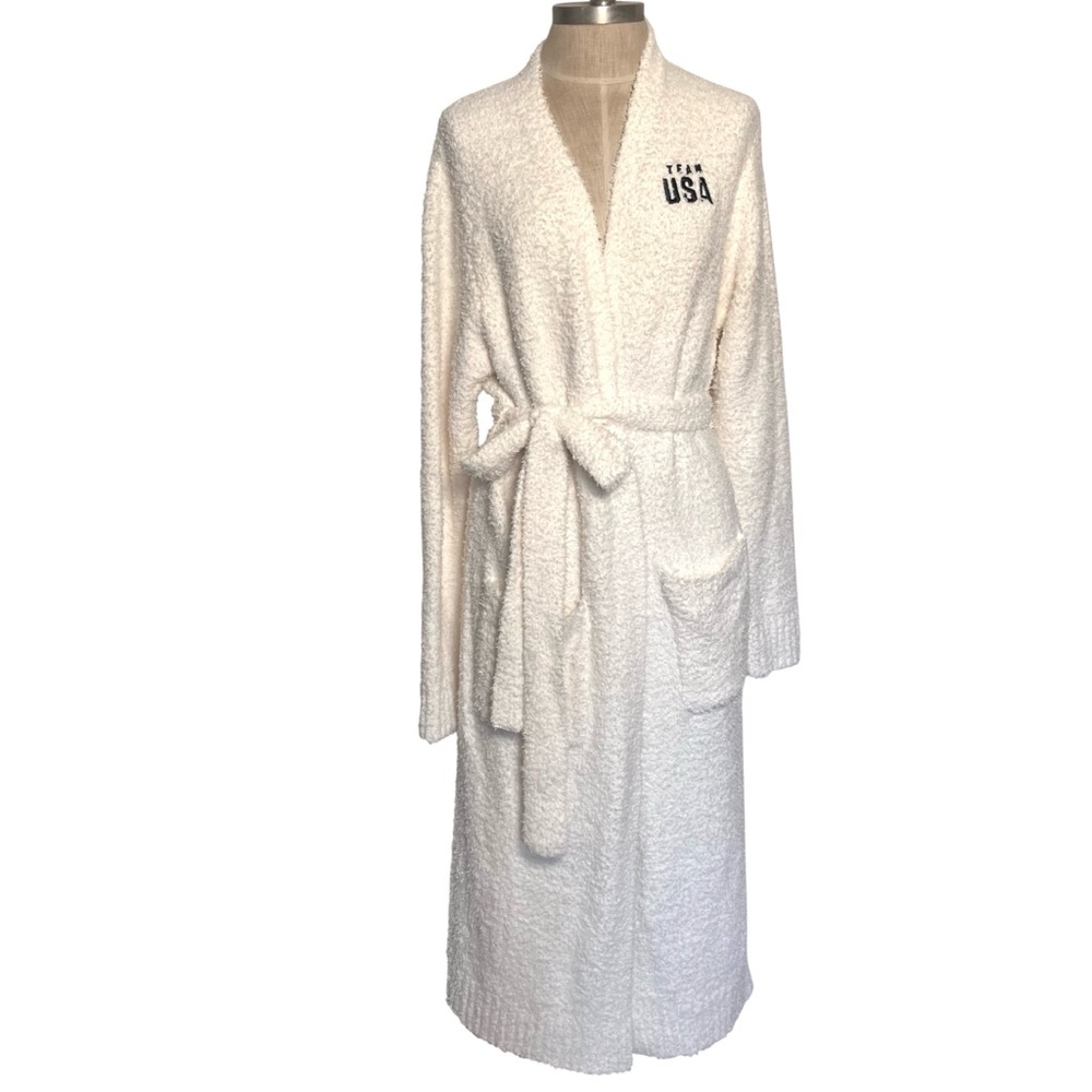 SKIMS Team USA Paralympic Cozy Knit Bouclé  Bone Belted Lounge Robe S/M NWT - Picture 4 of 13